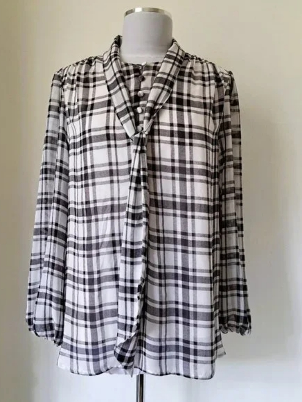 Lane Bryant Black and White Plaid Blouse
